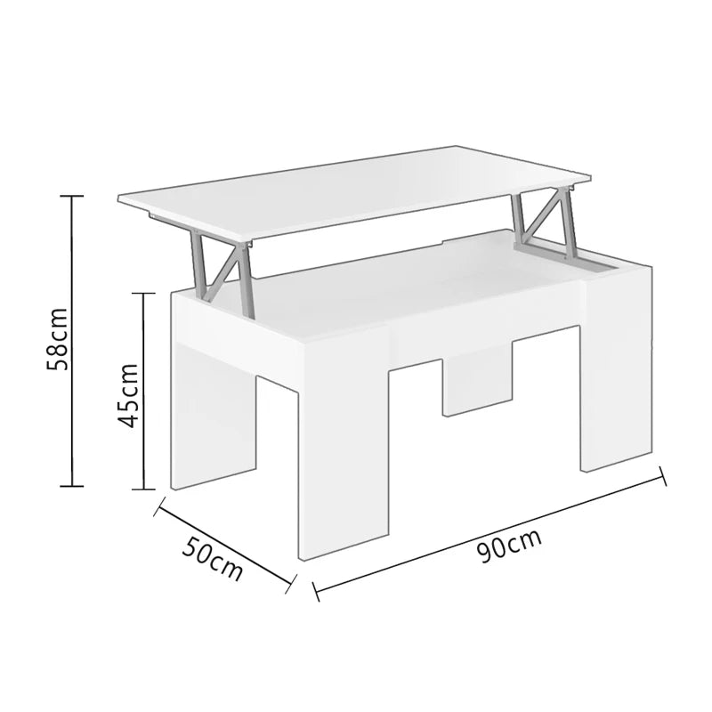 Dormidan - MESA DE CENTRO ELEVABLE MC4, Comedor o Auxiliar, Mayor Grosor y Estabilidad.