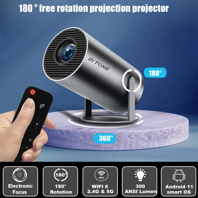 DITONG HY300 Plus HD Projector Portatil 4K 1280x720P Android Wifi LED Video Home Theater Cinema Phone Mini Games Proyector Movie