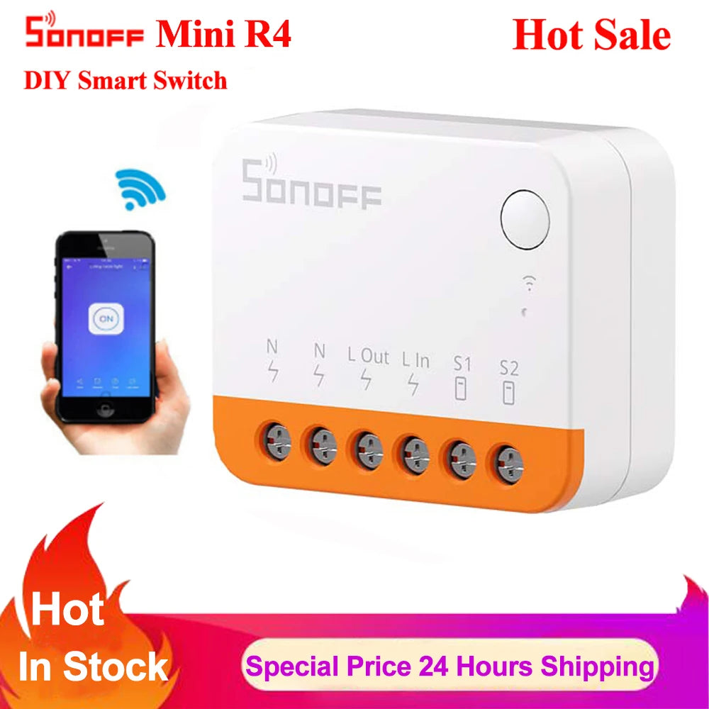 Interruptor inteligente WiFi Sonoff Mini R4 Extreme con relé, módulo de interruptor DIY de encendido/apagado, control por aplicación eWelink, compatible con Alexa.