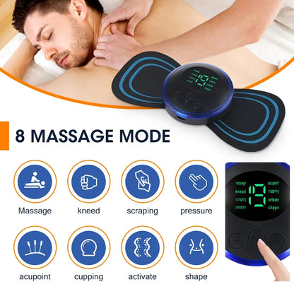 Masajeador eléctrico de cuello EMS, Estimulador de masaje muscular, instrumento de baja frecuencia, parches para espalda, Cervical y pantorrilla, Mini dispositivo para articulaciones del dolor
