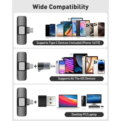 Mini micrófono inalámbrico Lavalier para Android, micrófono de solapa con reducción de ruido para grabación de audio y video en Vlog, YouTube y TikTok