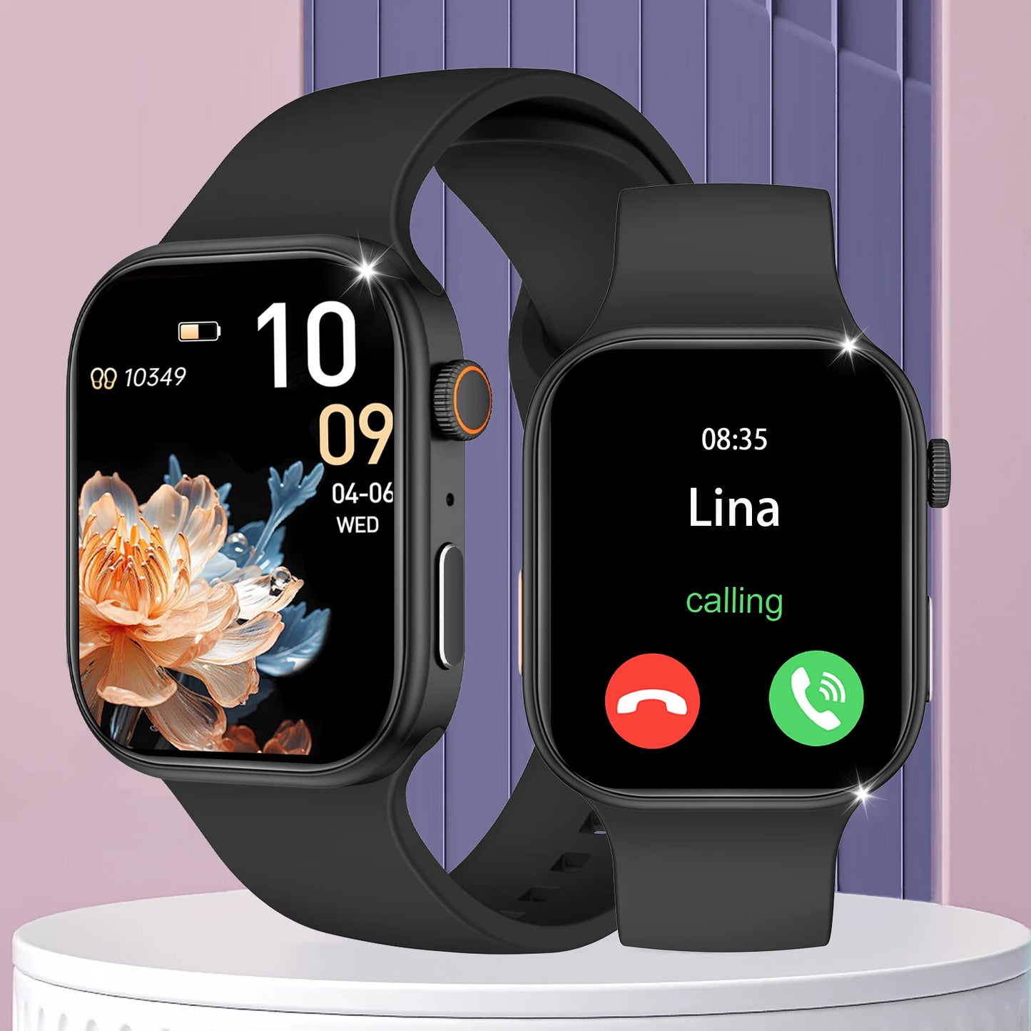 Reloj inteligente con pantalla HD de 2,02 pulgadas: llamadas/diales inalámbricas, notificaciones de alarma/mensaje, seguimiento de ejercicios, control de música.
