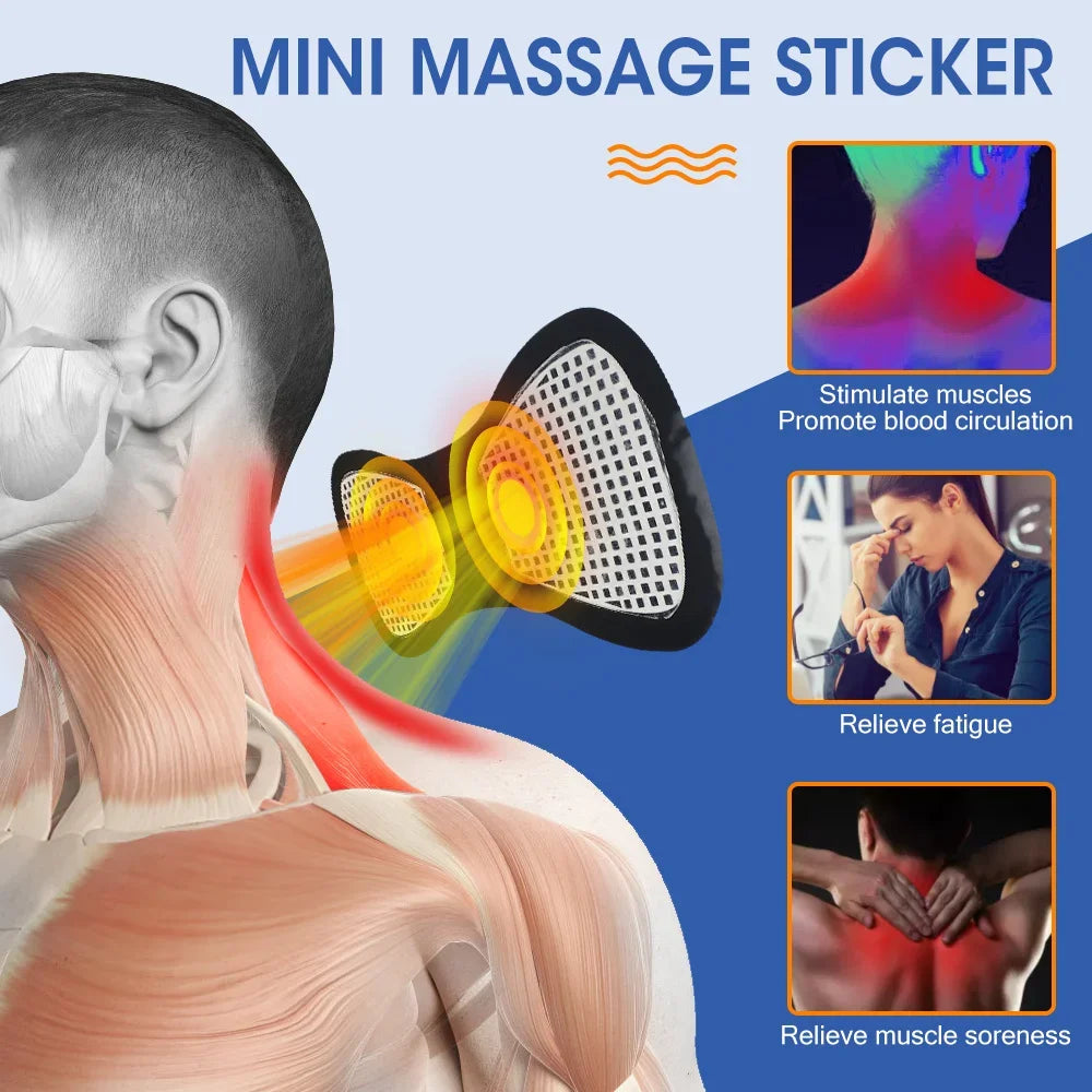 Masajeador eléctrico de cuello EMS, Estimulador de masaje muscular, instrumento de baja frecuencia, parches para espalda, Cervical y pantorrilla, Mini dispositivo para articulaciones del dolor