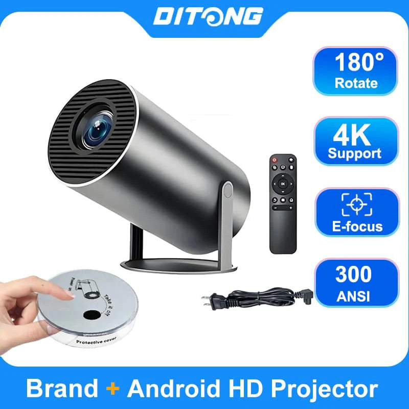 DITONG HY300 Plus HD Projector Portatil 4K 1280x720P Android Wifi LED Video Home Theater Cinema Phone Mini Games Proyector Movie