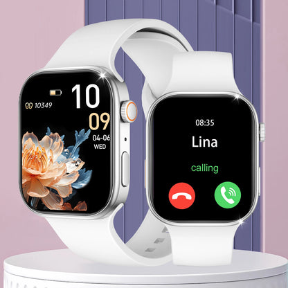 Reloj inteligente con pantalla HD de 2,02 pulgadas: llamadas/diales inalámbricas, notificaciones de alarma/mensaje, seguimiento de ejercicios, control de música.
