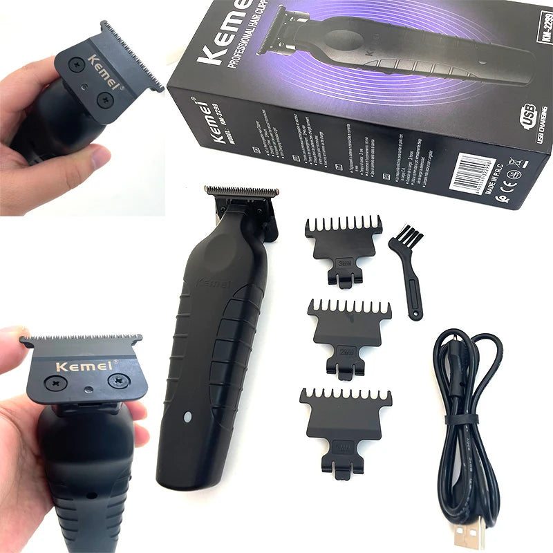 Cortadora de Pelo Profesional Kemei KM-2299, Cortadora de Pelo Eléctrica de 1200 mAh, Recargable por USB, Máquina para Cortar el Cabello