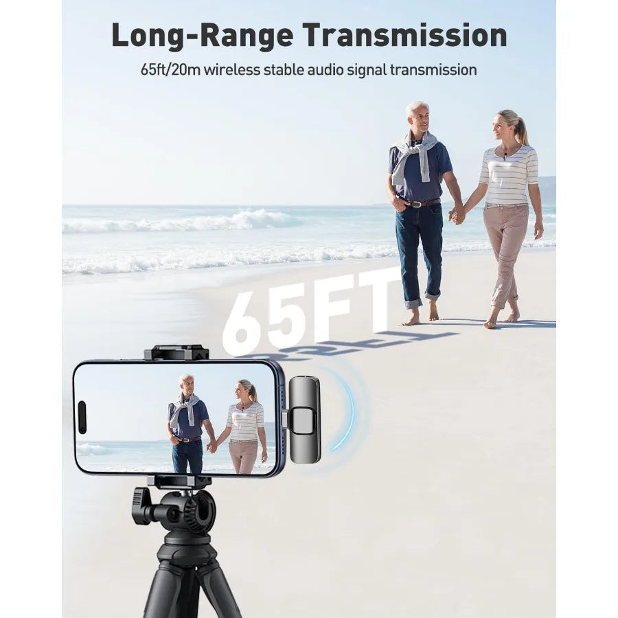 Mini micrófono inalámbrico Lavalier para Android, micrófono de solapa con reducción de ruido para grabación de audio y video en Vlog, YouTube y TikTok