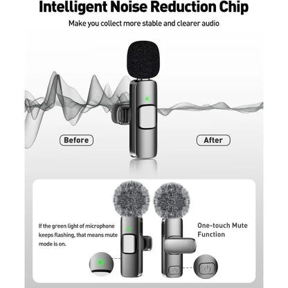 Mini micrófono inalámbrico Lavalier para Android, micrófono de solapa con reducción de ruido para grabación de audio y video en Vlog, YouTube y TikTok