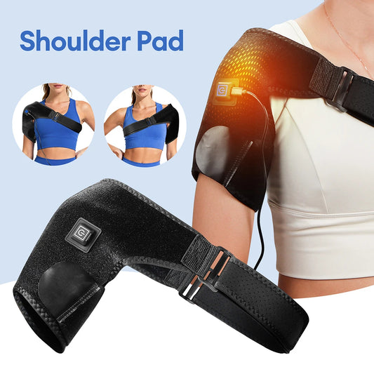 Cinturón de soporte de hombro con calefacción, masajeador eléctrico de hombro con ajuste de temperatura de 3 engranajes, soporte de Fitness para mantener el calor