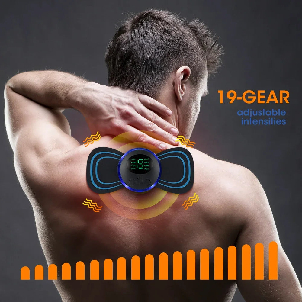 Masajeador eléctrico de cuello EMS, Estimulador de masaje muscular, instrumento de baja frecuencia, parches para espalda, Cervical y pantorrilla, Mini dispositivo para articulaciones del dolor