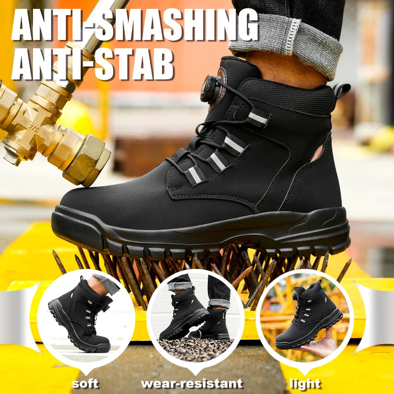 Botas de seguridad impermeables Para Hombre, Botas de trabajo indestructibles con punta de acero, zapatos de seguridad antigolpes y resistentes a puñaladas, Botas de motociclista Para Hombre
