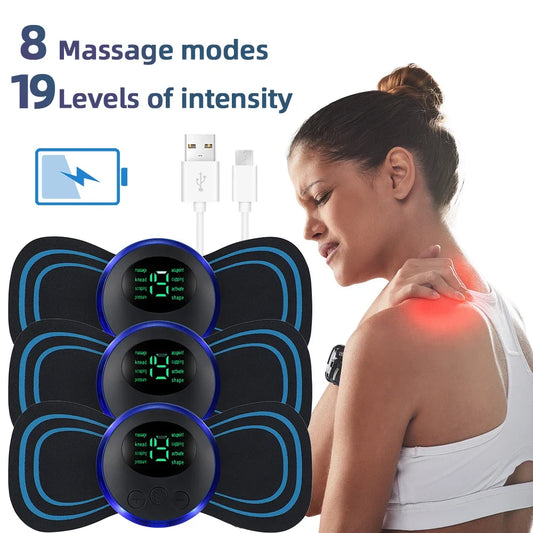 Masajeador eléctrico de cuello EMS, Estimulador de masaje muscular, instrumento de baja frecuencia, parches para espalda, Cervical y pantorrilla, Mini dispositivo para articulaciones del dolor