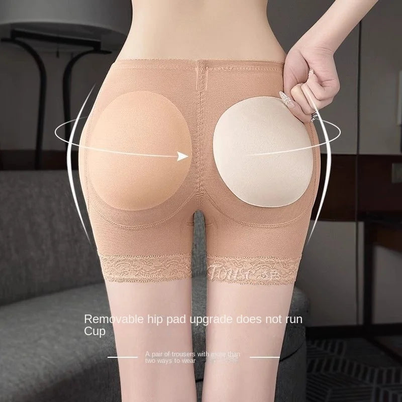 Bragas falsas para levantamiento de glúteos para mujer, almohadillas de cadera desmontables de verano, pantalones cortos moldeadores de una pieza para mejorar la cadera de estilo Natural