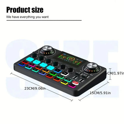 Mezclador de audio, tarjeta de sonido en vivo con efectos de mezclador de DJ y cambiador de voz, placa de sonido con RGB, equipo de grabación de música
