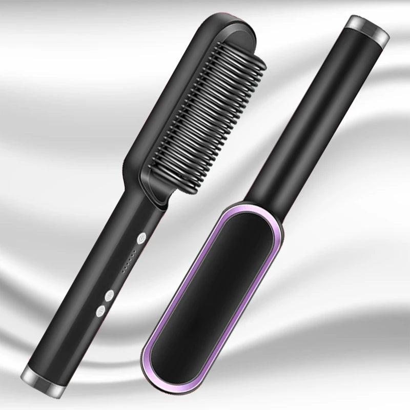 Plancha de pelo eléctrica, cepillo profesional de moda, plancha de pelo de cerámica de calentamiento rápido