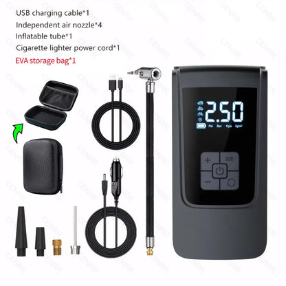 Bomba de aire inalámbrica para coche, compresor de aire portátil, inflador de neumáticos eléctrico con pantalla Digital LCD para coche, motocicletas, pelota de bicicleta