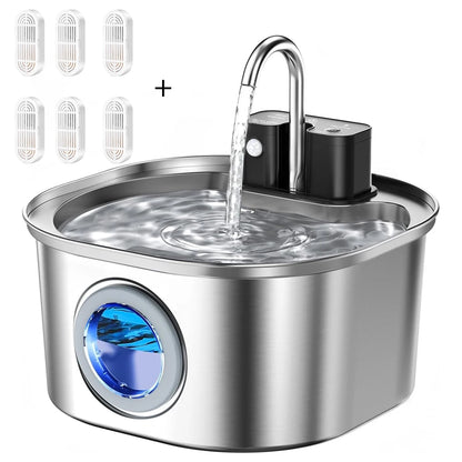 Fuente de agua para gatos con Sensor de recarga inalámbrico de acero inoxidable de 3L, bebedero automático para gatos, bebedero para perros, tazón dispensador para mascotas