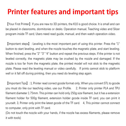Nivel de entrada de impresora 3D EasyThreed compatible con filamento PLA TPU de 1,75 mm incluye adaptador de corriente.