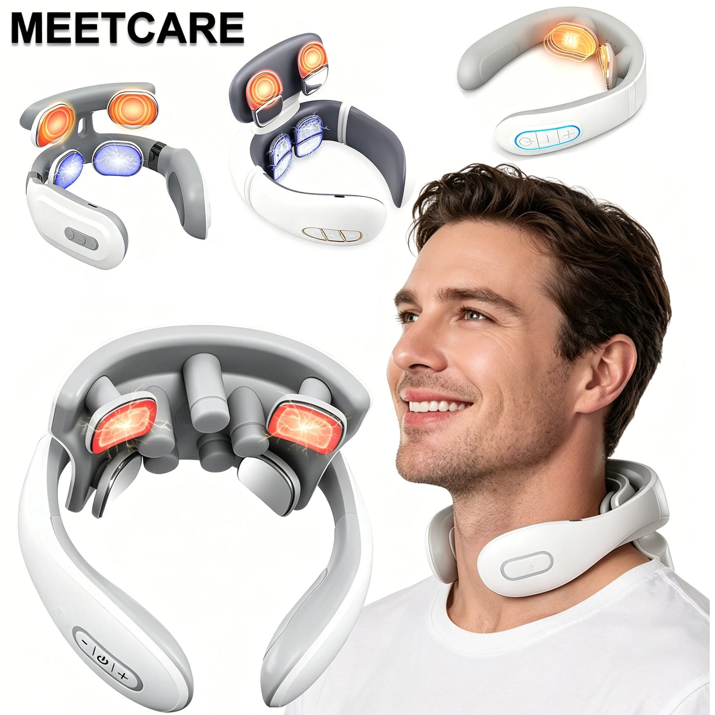 Masajeador Eléctrico Inteligente TENS para Espalda y Cuello, 4 Modos, Masajeador Cervical y de Hombros, Herramienta de Cuidado de la Salud con Pulsaciones Musculares