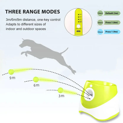 Juguetes para perros y mascotas, máquina de lanzamiento automática con ajuste de distancia de tres velocidades, catapulta de 3/6/9m, lanzador de tenis, dispositivo de lanzamiento de pelotas para mascotas