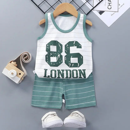 Conjuntos para niños, ropa para niños, chaleco para niños y niñas, traje de verano, ropa para niños, camisetas de algodón para bebés, pantalones cortos, camiseta sin mangas