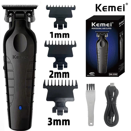 Cortadora de Pelo Profesional Kemei KM-2299, Cortadora de Pelo Eléctrica de 1200 mAh, Recargable por USB, Máquina para Cortar el Cabello