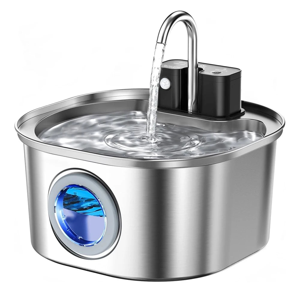 Fuente de agua para gatos con Sensor de recarga inalámbrico de acero inoxidable de 3L, bebedero automático para gatos, bebedero para perros, tazón dispensador para mascotas
