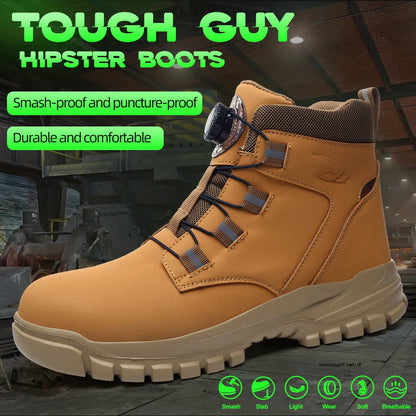 Botas de seguridad impermeables Para Hombre, Botas de trabajo indestructibles con punta de acero, zapatos de seguridad antigolpes y resistentes a puñaladas, Botas de motociclista Para Hombre