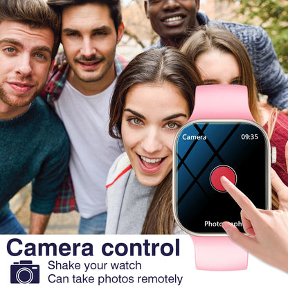 Reloj inteligente con pantalla HD de 2,02 pulgadas: llamadas/diales inalámbricas, notificaciones de alarma/mensaje, seguimiento de ejercicios, control de música.