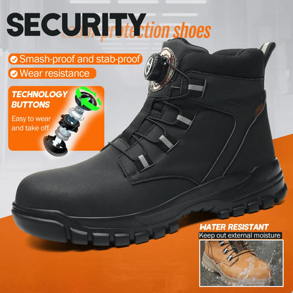 Botas de seguridad impermeables Para Hombre, Botas de trabajo indestructibles con punta de acero, zapatos de seguridad antigolpes y resistentes a puñaladas, Botas de motociclista Para Hombre