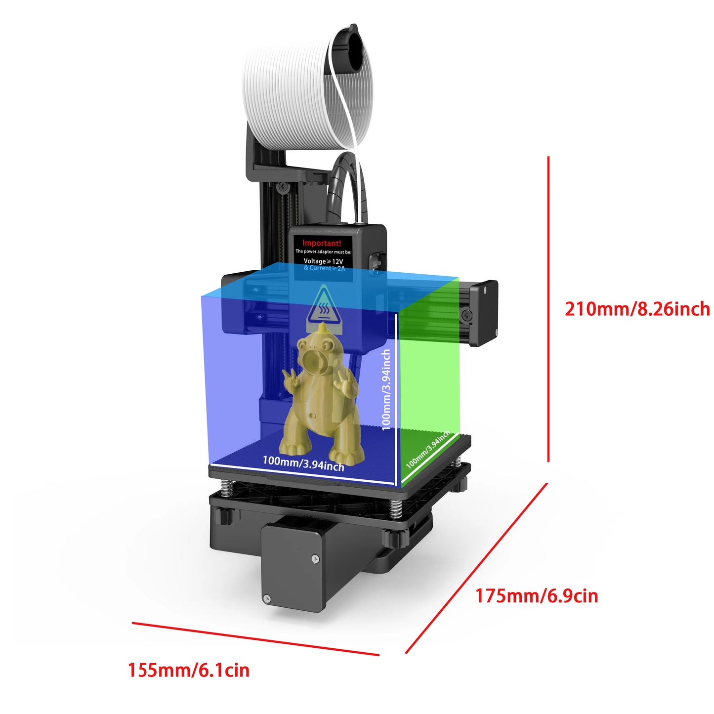 Nivel de entrada de impresora 3D EasyThreed compatible con filamento PLA TPU de 1,75 mm incluye adaptador de corriente.