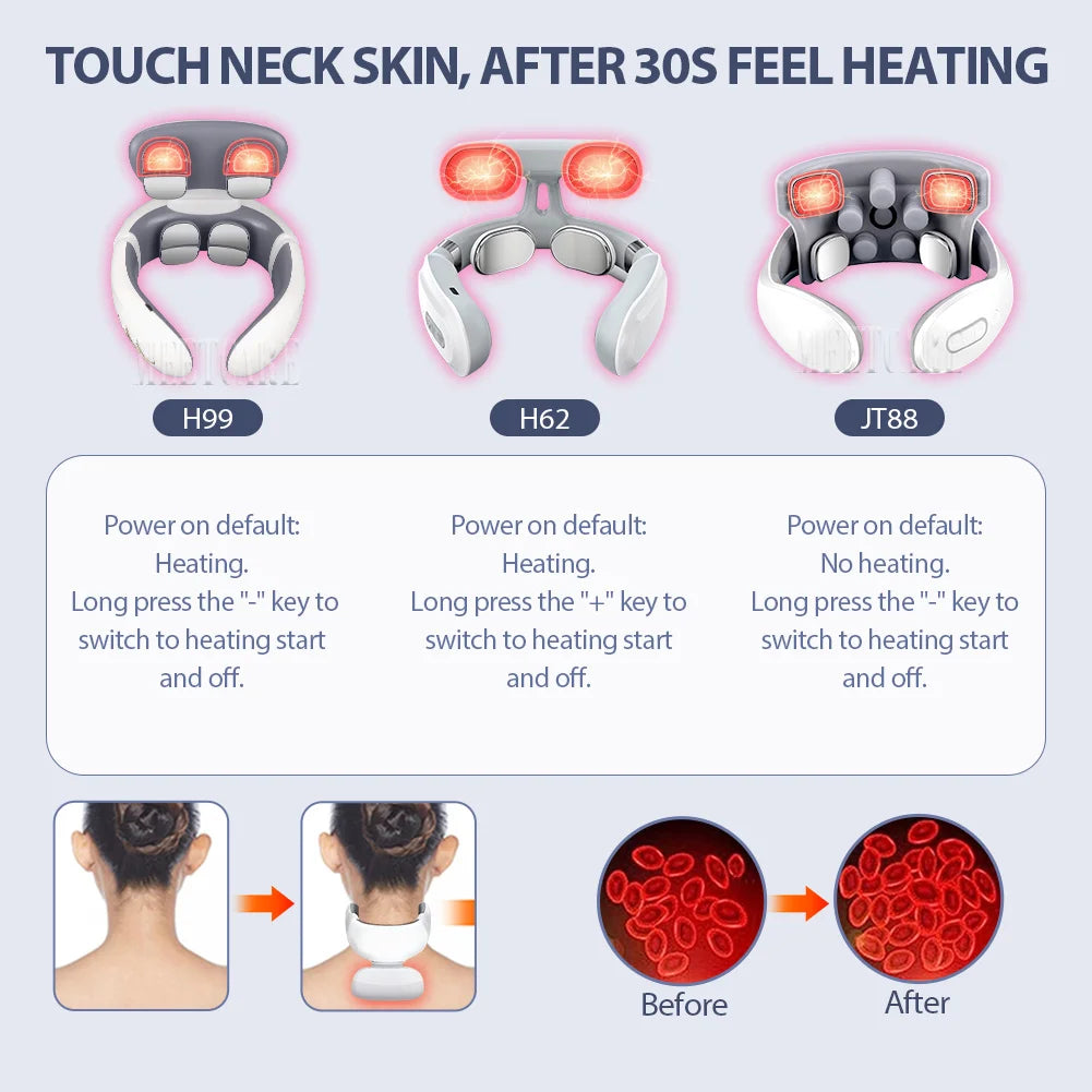 Masajeador Eléctrico Inteligente TENS para Espalda y Cuello, 4 Modos, Masajeador Cervical y de Hombros, Herramienta de Cuidado de la Salud con Pulsaciones Musculares
