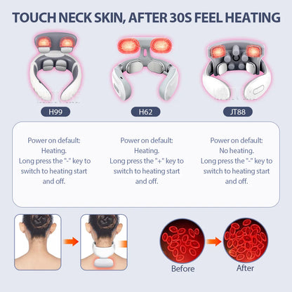 Masajeador Eléctrico Inteligente TENS para Espalda y Cuello, 4 Modos, Masajeador Cervical y de Hombros, Herramienta de Cuidado de la Salud con Pulsaciones Musculares