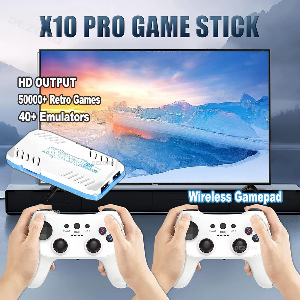 Consola de juegos X10 PRO integrada más de 50000 juegos Retro 128G Game Stick 4K TV Gaming Consola Gamepads inalámbricos videojuegos