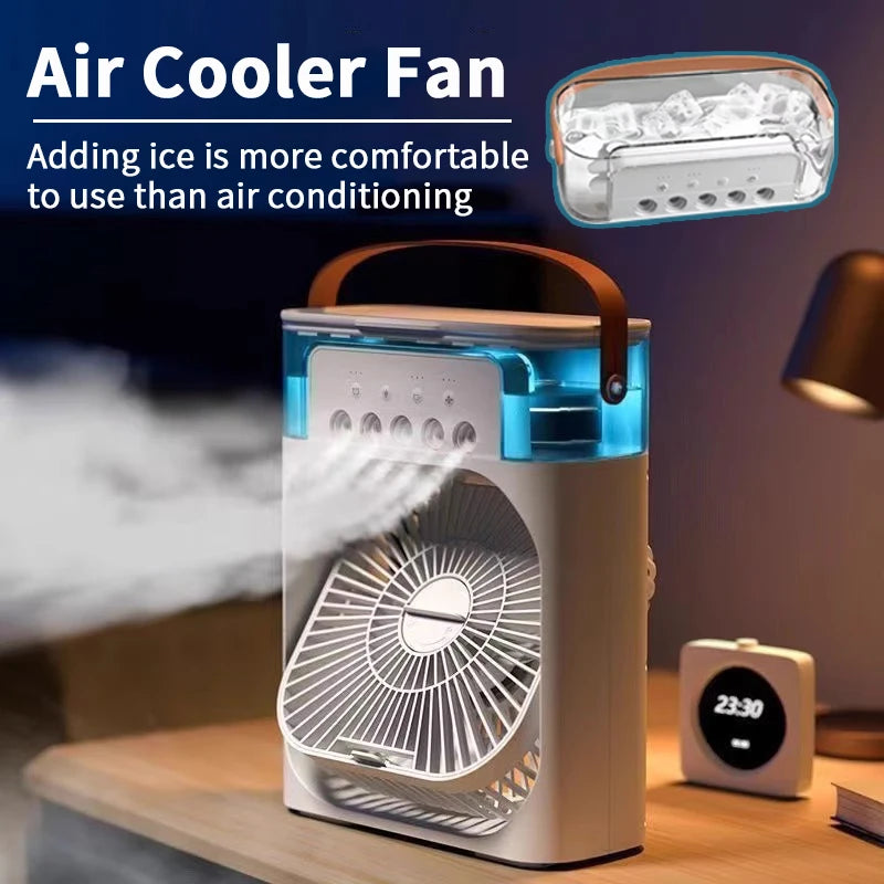 Nuevo ventilador portátil 3 en 1, aire acondicionado, Mini enfriador de aire para el hogar, luz LED nocturna, humidificador, ventilador de ajuste de aire, ventilador para oficina y hogar