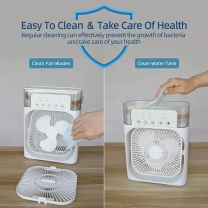 Nuevo ventilador portátil 3 en 1, aire acondicionado, Mini enfriador de aire para el hogar, luz LED nocturna, humidificador, ventilador de ajuste de aire, ventilador para oficina y hogar