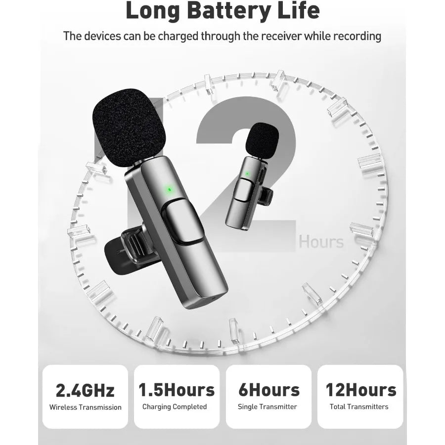 Mini micrófono inalámbrico Lavalier para Android, micrófono de solapa con reducción de ruido para grabación de audio y video en Vlog, YouTube y TikTok