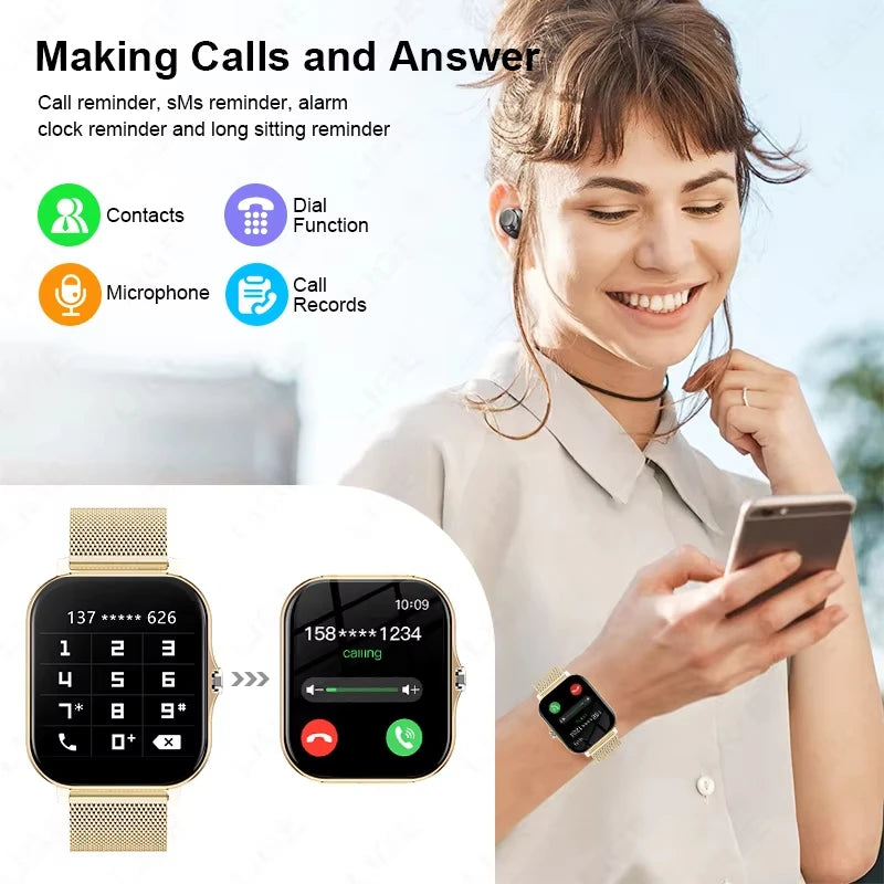 KESHUYOU 2025 reloj inteligente pantalla HD de 2,01 pulgadas respuesta hacer llamadas mensaje preservación modos deportivos DIY Dial pronóstico del tiempo hombres mujeres