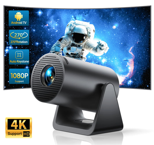 【Corrección trapezoidal automática】Mini proyector portátil con 270° soporte giratorio, Android 11,300 ANSI Wimius L1 proyector, WiFi6 Bluetooth proyector soporte 1080P, videoproyector de enfoque corto para cine en cas