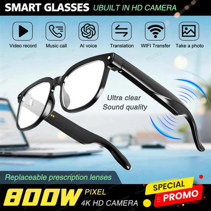 Gafas Inteligentes con IA 2026, Grabación de Video HD 1080P, Cámara, ChatGPT, Llamadas Bluetooth, 32GB ROM, Traducción de Idiomas, Música, Gafas de Sol para Hombre