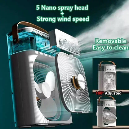 Nuevo ventilador portátil 3 en 1, aire acondicionado, Mini enfriador de aire para el hogar, luz LED nocturna, humidificador, ventilador de ajuste de aire, ventilador para oficina y hogar