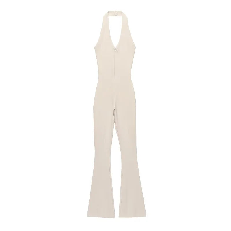 MUJER 2025 Mono largo para mujer, monos acampanados de Fitness para mujer, mono negro de verano para mujer, monos sexis sin mangas y sin espalda
