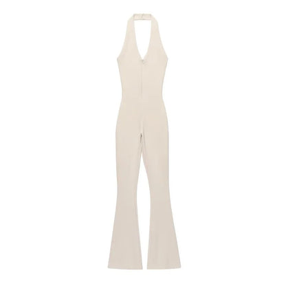 MUJER 2025 Mono largo para mujer, monos acampanados de Fitness para mujer, mono negro de verano para mujer, monos sexis sin mangas y sin espalda