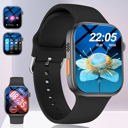Reloj inteligente con pantalla HD de 2,02 pulgadas: llamadas/diales inalámbricas, notificaciones de alarma/mensaje, seguimiento de ejercicios, control de música.