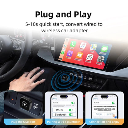 Dongle inalámbrico CarPlay 2 en 1, adaptador inalámbrico para Android Auto, caja inteligente AI, sistemas inteligentes para coche con CarPlay con cable