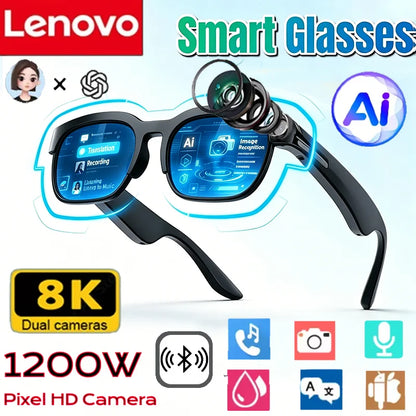 Gafas Inteligentes Lenovo 2026, Nuevas con Traducción IA, Bluetooth, Grabación de Conversaciones, Escucha de Música, para Hombres y Mujeres