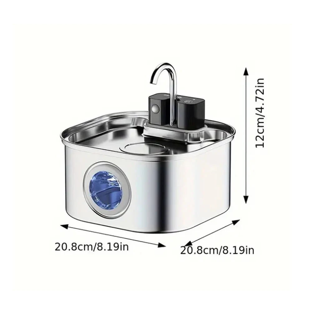 Fuente de agua para gatos con Sensor de recarga inalámbrico de acero inoxidable de 3L, bebedero automático para gatos, bebedero para perros, tazón dispensador para mascotas