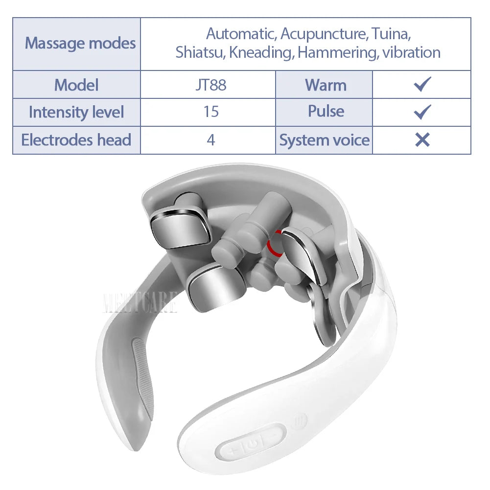 Masajeador Eléctrico Inteligente TENS para Espalda y Cuello, 4 Modos, Masajeador Cervical y de Hombros, Herramienta de Cuidado de la Salud con Pulsaciones Musculares