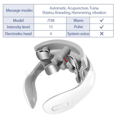 Masajeador Eléctrico Inteligente TENS para Espalda y Cuello, 4 Modos, Masajeador Cervical y de Hombros, Herramienta de Cuidado de la Salud con Pulsaciones Musculares