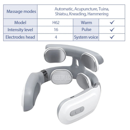 Masajeador Eléctrico Inteligente TENS para Espalda y Cuello, 4 Modos, Masajeador Cervical y de Hombros, Herramienta de Cuidado de la Salud con Pulsaciones Musculares